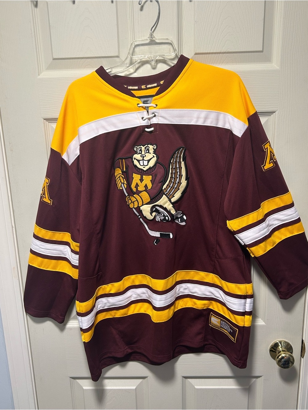 Minnesota Golden Gophers Jersey Mens Medium Maroon Gold Colosseum Hockey NCAA